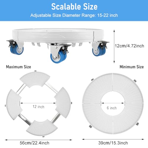 Serplex® Heavy Duty Caddy Dolly with Brakers, 4-Wheel Mobile Round Gas Cylinder Trolley, Indoor Outdoor Potted Stand/Trolley for Balcony, Living Room, Home and Garden (Adjustable 15-20 inches) - Image 2