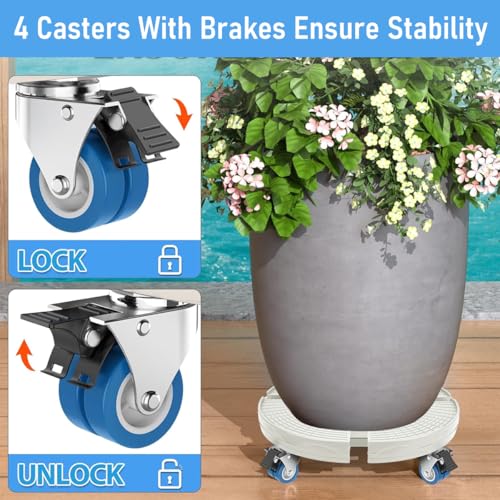 Serplex® Heavy Duty Caddy Dolly with Brakers, 4-Wheel Mobile Round Gas Cylinder Trolley, Indoor Outdoor Potted Stand/Trolley for Balcony, Living Room, Home and Garden (Adjustable 15-20 inches) - Image 5