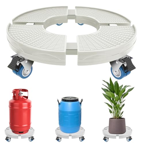 Serplex® Heavy Duty Caddy Dolly with Brakers, 4-Wheel Mobile Round Gas Cylinder Trolley, Indoor Outdoor Potted Stand/Trolley for Balcony, Living Room, Home and Garden (Adjustable 15-20 inches) - Image 1