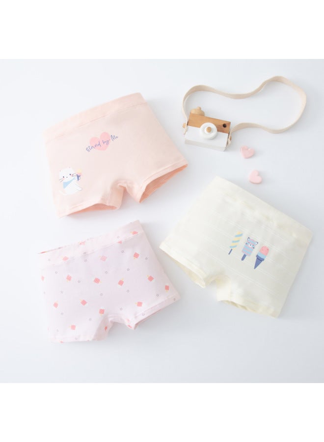 Girls' Cotton Boxer Panties Girls' Baby's No Fart Clip Big Children's Girls' Cotton Girls' Four Corner 100 Shorts