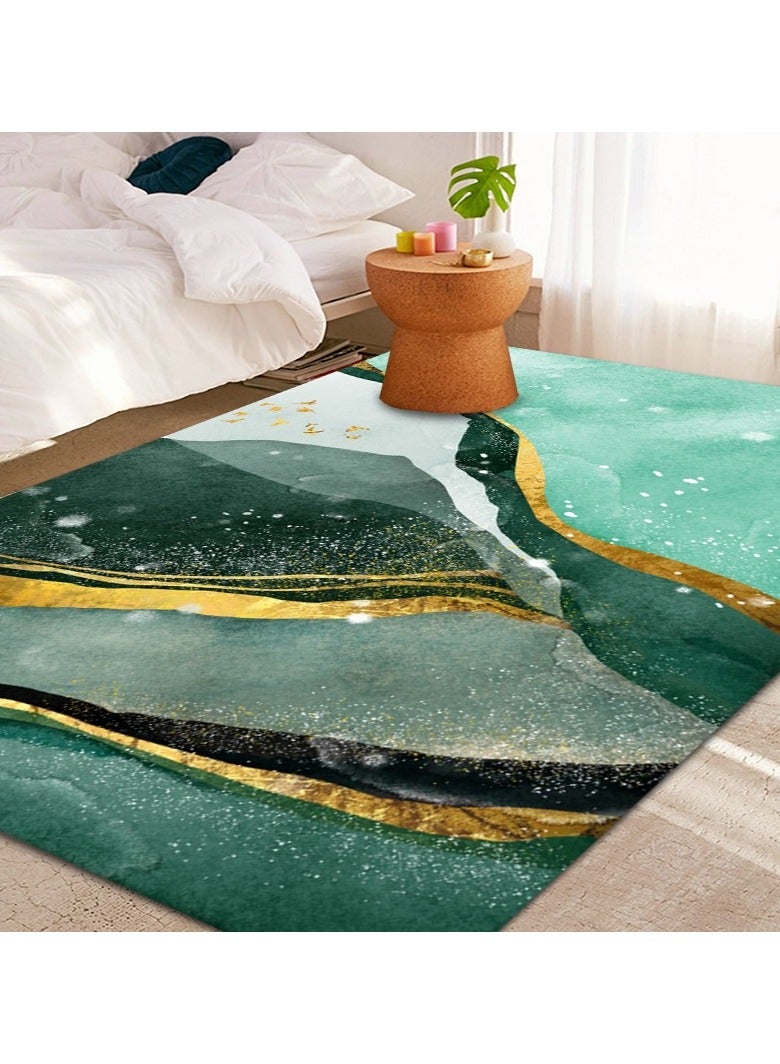 Loquat سجادة مستطيلة صغيرة من ألياف البوليستر عالية الجودة باللون الأخضر الطازج