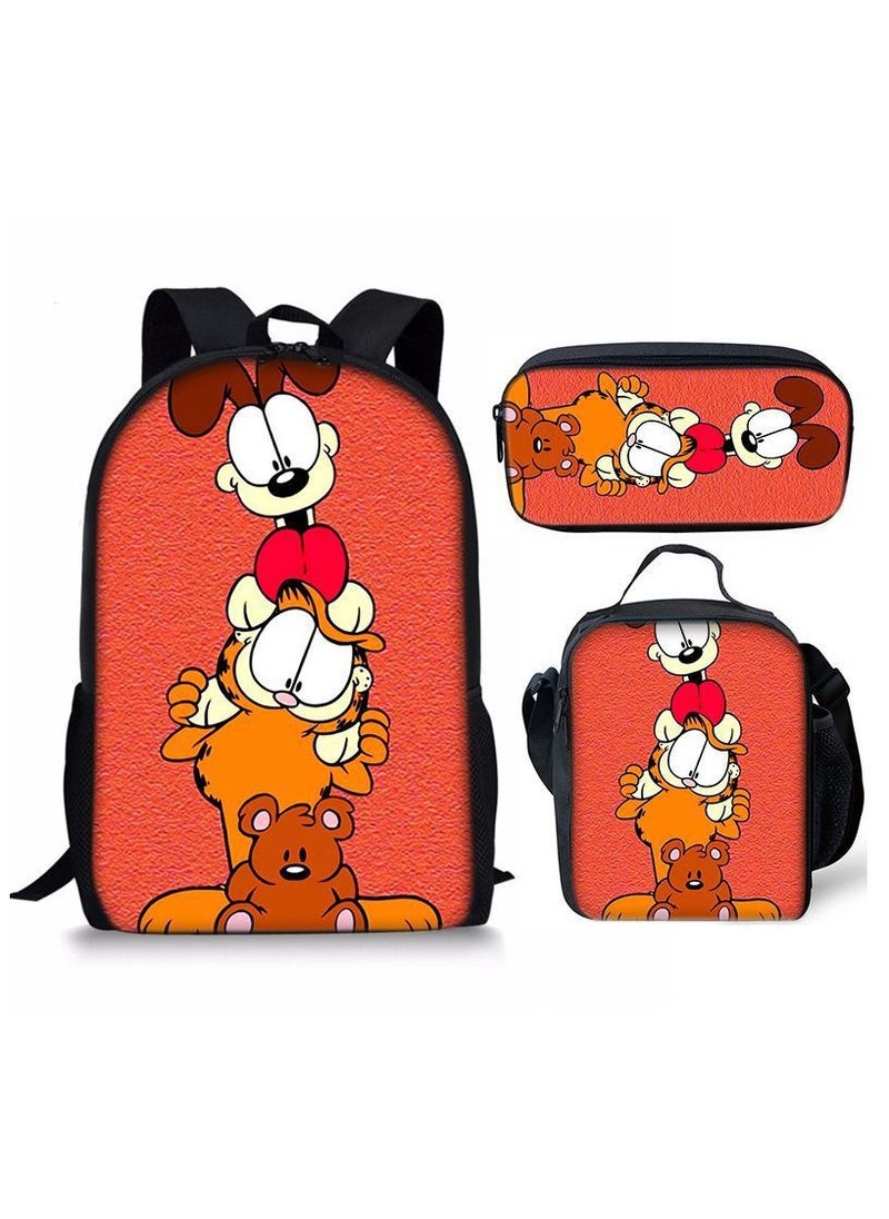 Garfield - New Style Cartoon Student Backpack Three-Piece Set 29*42*16cm - Image 1