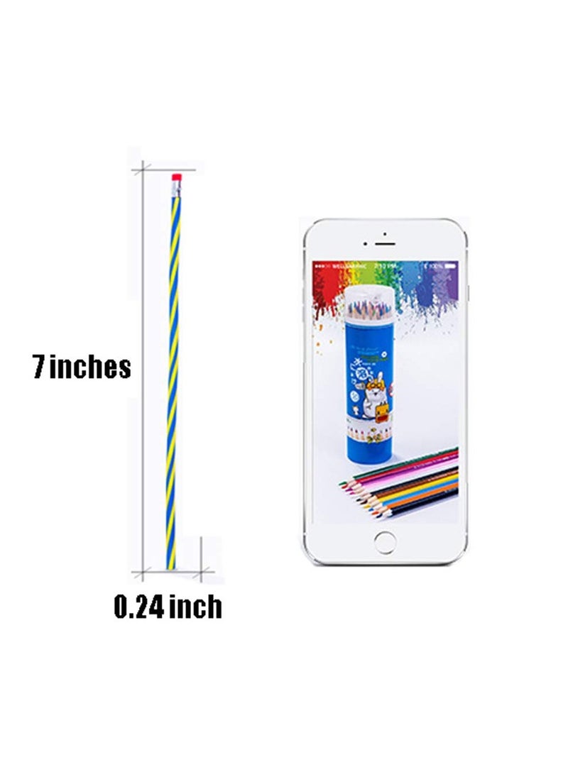 Generic 30 PCS Colorful Flexible Soft Bendable Pencil with Eraser, Magic Striped Pencil for Children and Students, Classroom Gifts, Back to School Supplies  - Image 2