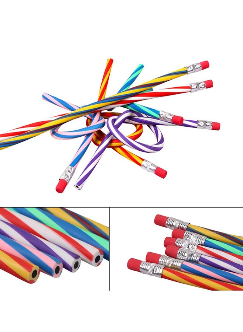 Generic 30 PCS Colorful Flexible Soft Bendable Pencil with Eraser, Magic Striped Pencil for Children and Students, Classroom Gifts, Back to School Supplies  - Image 5