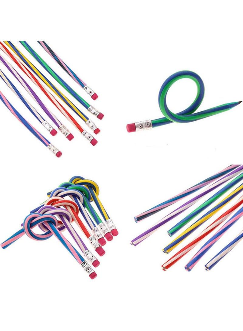 Generic 30 PCS Colorful Flexible Soft Bendable Pencil with Eraser, Magic Striped Pencil for Children and Students, Classroom Gifts, Back to School Supplies  - Image 3
