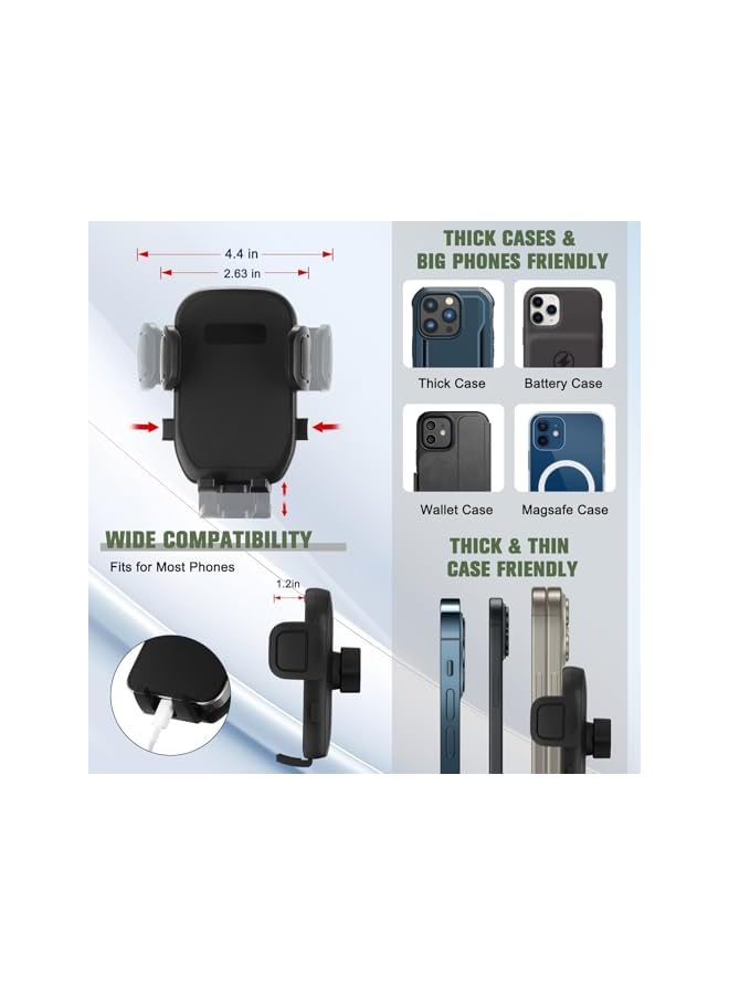 Green Tiger Cup Holder Phone Mount, Upgraded 2 in 1 Cup Holder Expander for Car Long Arm with 360°Rotation Cup Holder Cell Phone Holder for Car Compatible with 4-7 inches Smartphones - Image 3