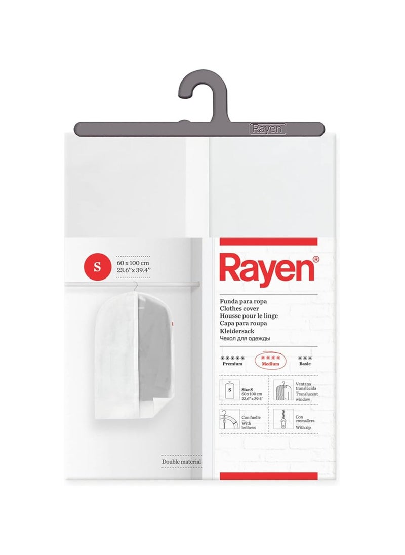 Rayen Wardrobe Clothes Zip|up Hanging Suit Dress Cover Resistant to dust, Moisture and Moths | 60 x 100 cm | White/Translucent  - Image 1
