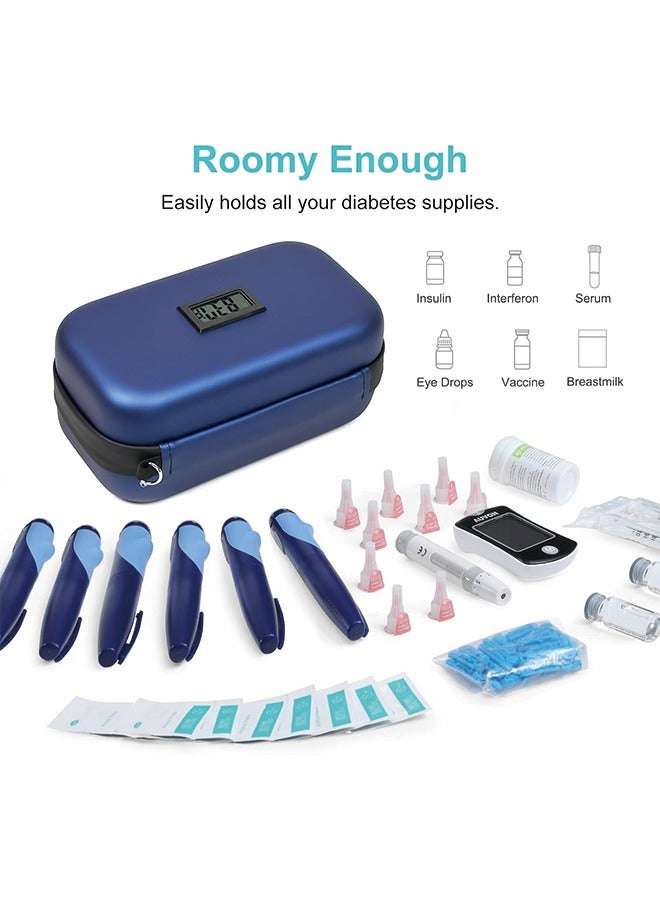 Generic 24-Hour Insulin Cooler Travel Case TSA Approved Medication Diabetic Cooler for Daily Life Trip with Thermometer Temperature Display Refrigerated Medicine Organizer Bag not Includes Ice Packs(Blue)  - Image 4