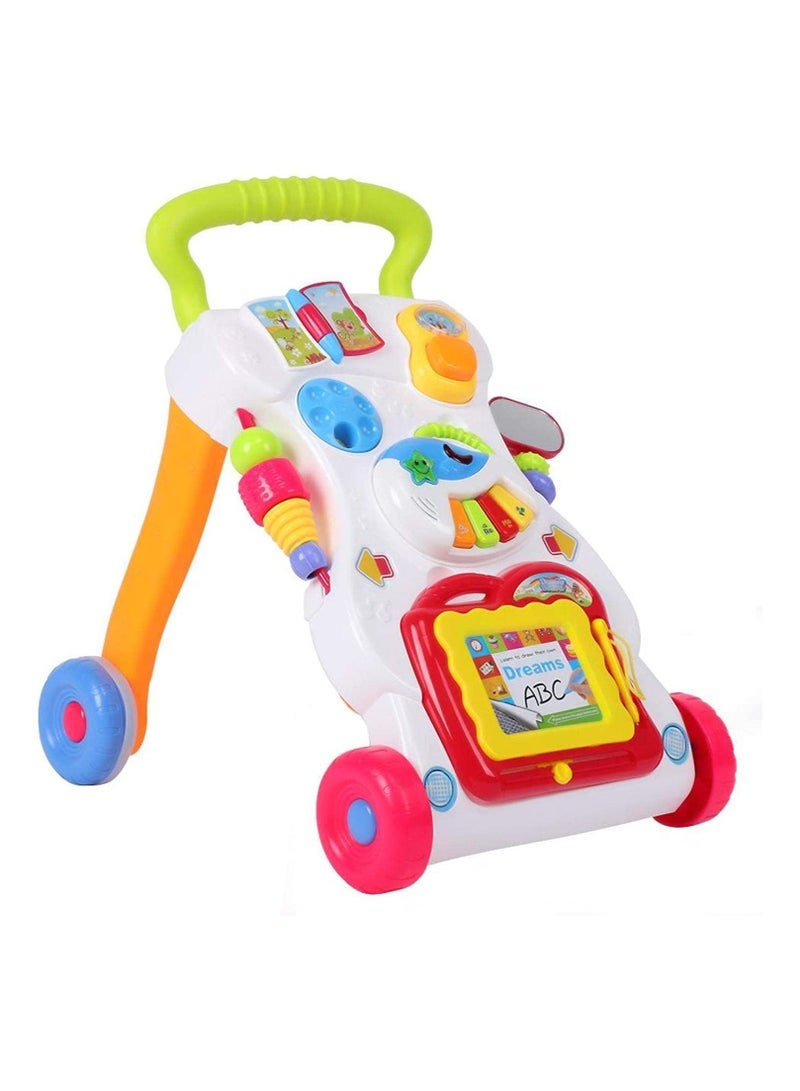 HUNGER 4 in 1 Children Music Walker Baby Learn Walk Stand Trolley Toys Drawing Board Music Instrument Mini Phone - Image 2