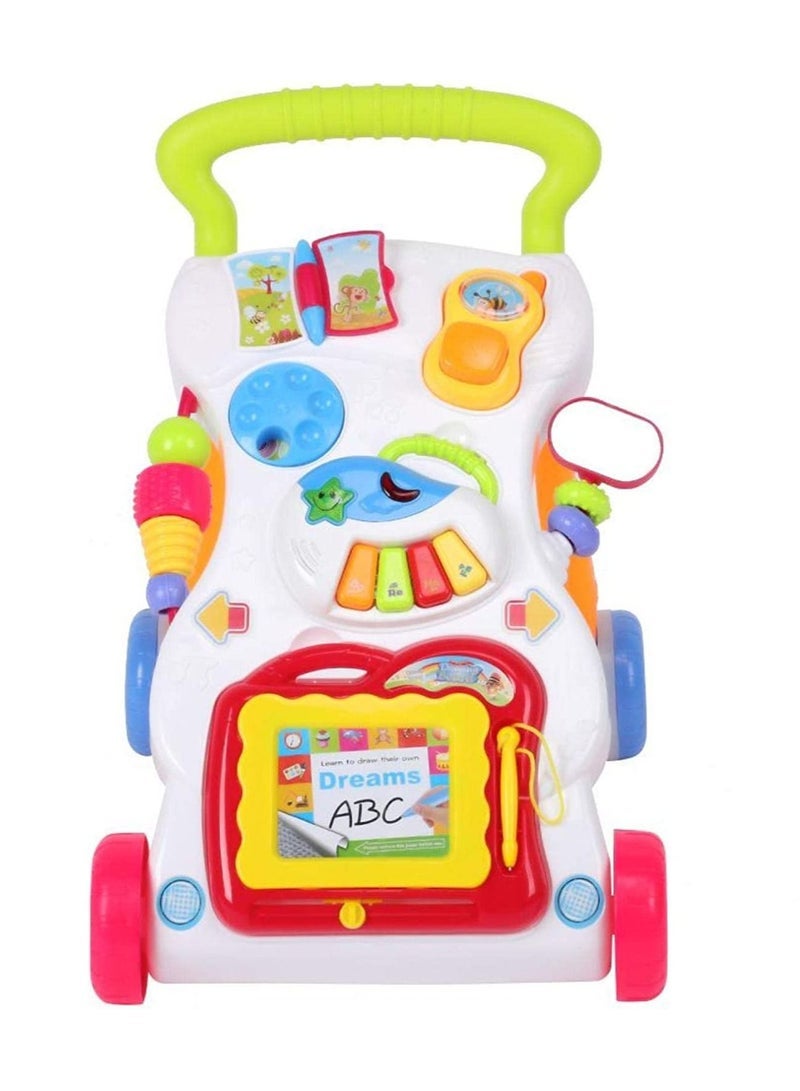 HUNGER 4 in 1 Children Music Walker Baby Learn Walk Stand Trolley Toys Drawing Board Music Instrument Mini Phone - Image 1