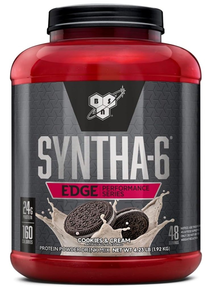 BSN SYNTHA-6 EDGE Protein Powder, with Hydrolyzed Whey, Micellar Casein, Milk Protein Isolate, Low Sugar, 24g Protein, Cookies N Cream, 48 Servings - Image 1