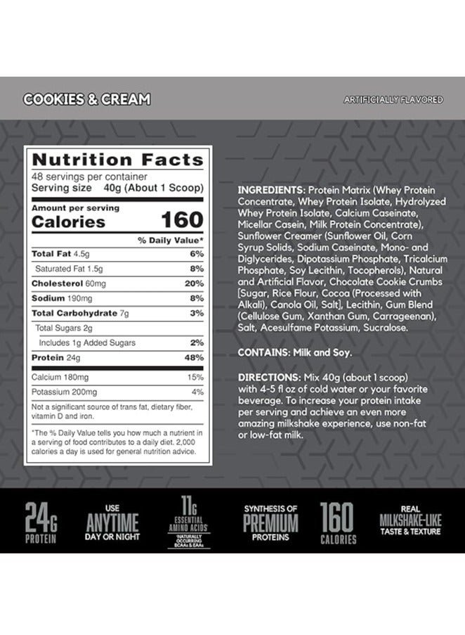 BSN SYNTHA-6 EDGE Protein Powder, with Hydrolyzed Whey, Micellar Casein, Milk Protein Isolate, Low Sugar, 24g Protein, Cookies N Cream, 48 Servings - Image 3