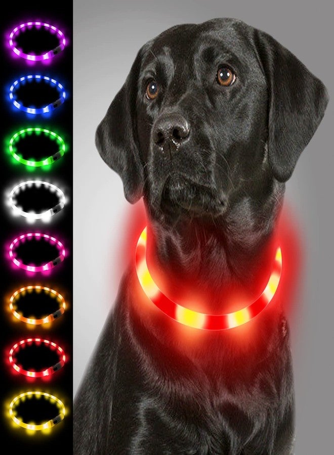 Joytale Light Up Dog Collar, Rechargeable Rainproof LED Collar for Night Walking Safety, Soft Silicone Glow in The Dark, Suitable for Small Medium Large Dogs, Red - Image 1