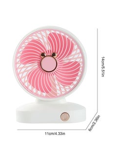 DIGI CORE Portable Desk Fan USB Rechargeable 2 Speeds Mini Desktop Fan For Outdoor Household Home Bedroom And Office Use White/Pink  - Image 2