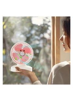 DIGI CORE Portable Desk Fan USB Rechargeable 2 Speeds Mini Desktop Fan For Outdoor Household Home Bedroom And Office Use White/Pink  - Image 3
