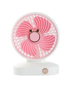 DIGI CORE Portable Desk Fan USB Rechargeable 2 Speeds Mini Desktop Fan For Outdoor Household Home Bedroom And Office Use White/Pink  - Image 1