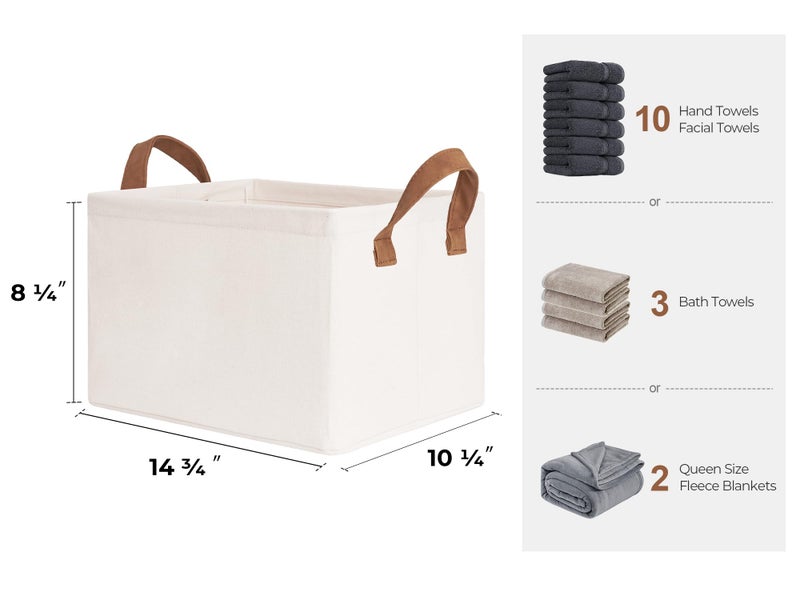 StorageWorks Storage Bins  Fabric Storage Bins for Shelves  Storage Baskets with Metal Frame  Closet Baskets and Bins with Handles  Natural Color  2-Pack - Image 2