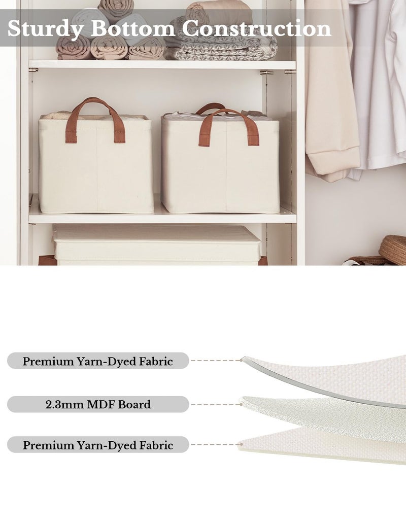 StorageWorks Storage Bins  Fabric Storage Bins for Shelves  Storage Baskets with Metal Frame  Closet Baskets and Bins with Handles  Natural Color  2-Pack - Image 4