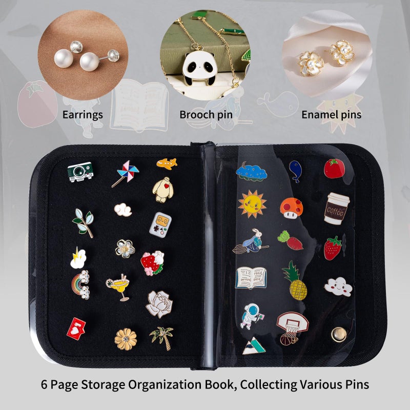 Oeun fan Enamel Pin Display Book, Small Collections Or Travel Pin Trading Book, Pin Collector Display Bag,6-Page Lapel Pin Display Board,for Sports Pins,Memorial Pins, Pin Display Case (Black) - Image 4