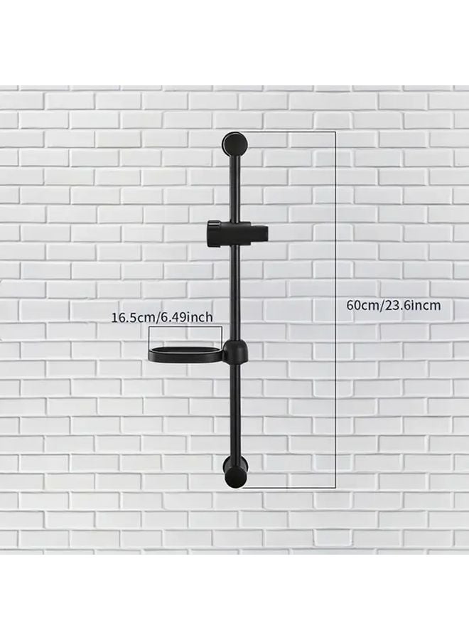 Black Adjustable Stainless Steel Shower Riser Rail With Shower Head Holder - Image 3