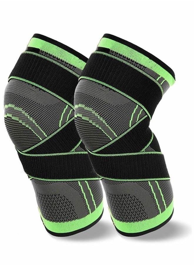 Dovva 2-Piece Knee Pads Knee Brace Compression Knee Sleeve for Men & Women Knee Support Running Cycling Basketball with Adjustable Strap Wrap - Image 1