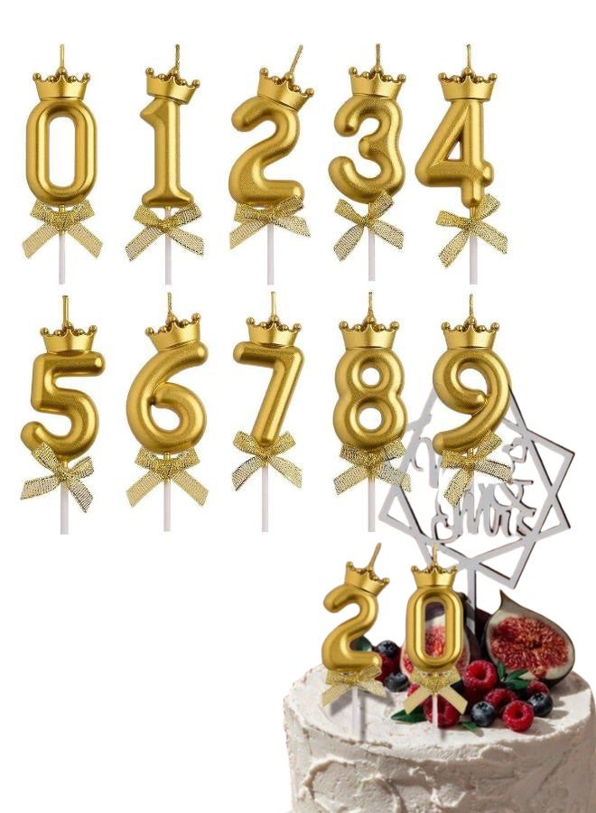 Number Birthday Candles(0-9),Metallic Cake Cupcake Candles,Happy Birthday Party Cake Topper Decoration Gifts for Women Men Gold - Image 1