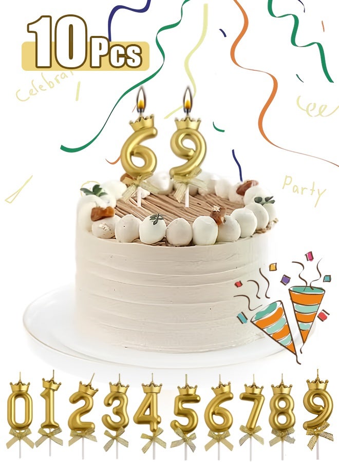 Number Birthday Candles(0-9),Metallic Cake Cupcake Candles,Happy Birthday Party Cake Topper Decoration Gifts for Women Men Gold - Image 1