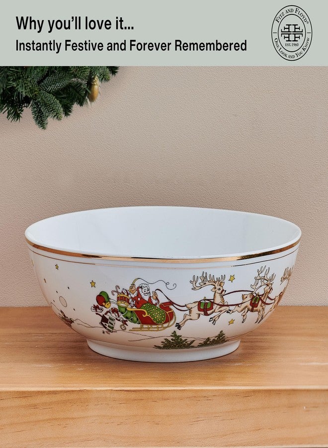 Fitz & Floyd Fitz and Floyd St. Nicholas Gold Banded Holiday Serving Bowl, 9.5 inch - Image 4