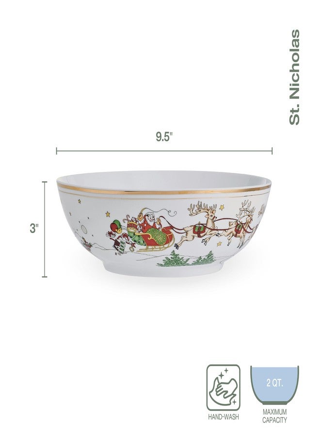 Fitz & Floyd Fitz and Floyd St. Nicholas Gold Banded Holiday Serving Bowl, 9.5 inch - Image 3