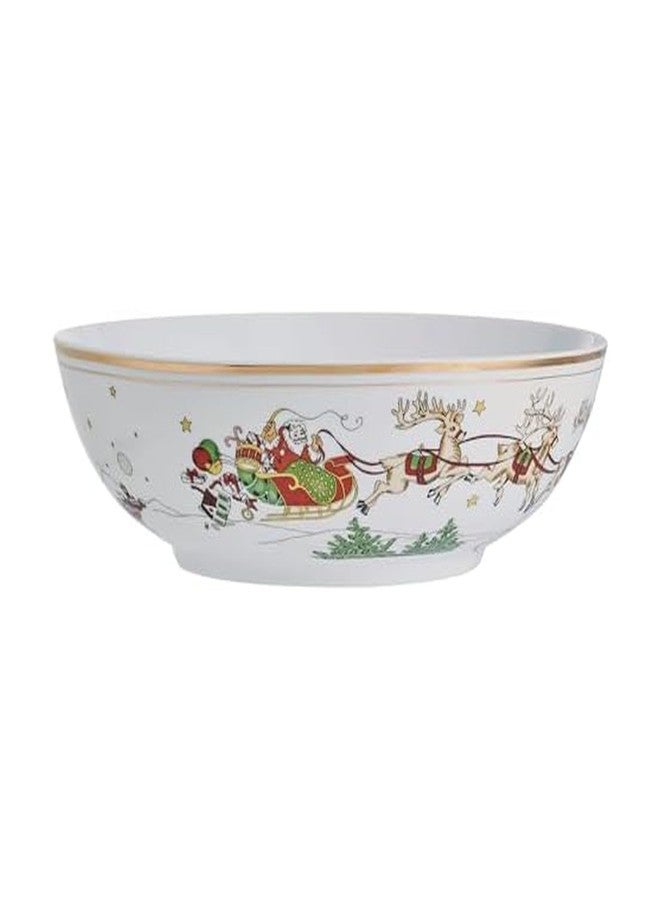Fitz & Floyd Fitz and Floyd St. Nicholas Gold Banded Holiday Serving Bowl, 9.5 inch - Image 1