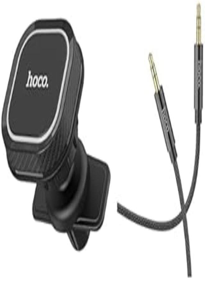 Hoco Car Essential Bundle (Car holder “CA52 Intelligent” air outlet magnetic mount + Hoco UPA19 - DC AUX Audio Cable (Length = 1M) - Black) 