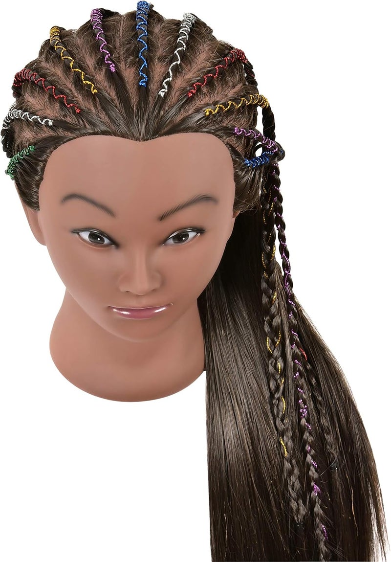 FUTAI African American Mannequin Head 30 inches Long 80% Real Human Hair Manikin Doll Style Head for Braiding Styling Updos Curling Cutting Practice Training Display with Stand - Image 2