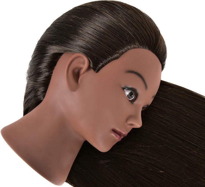 FUTAI African American Mannequin Head 30 inches Long 80% Real Human Hair Manikin Doll Style Head for Braiding Styling Updos Curling Cutting Practice Training Display with Stand - Image 3