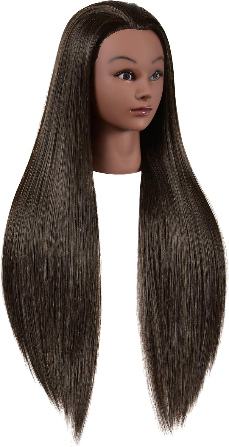FUTAI African American Mannequin Head 30 inches Long 80% Real Human Hair Manikin Doll Style Head for Braiding Styling Updos Curling Cutting Practice Training Display with Stand - Image 4
