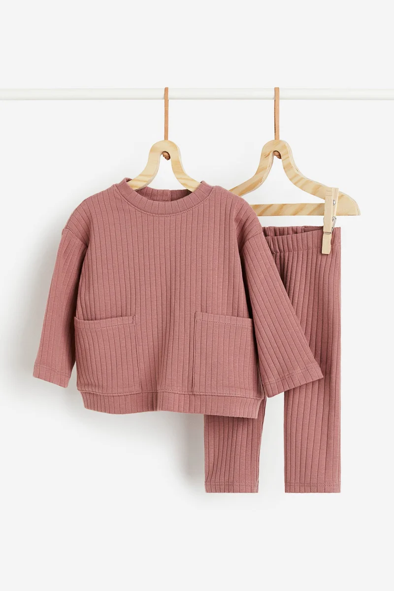 H&M 2-piece ribbed jersey set