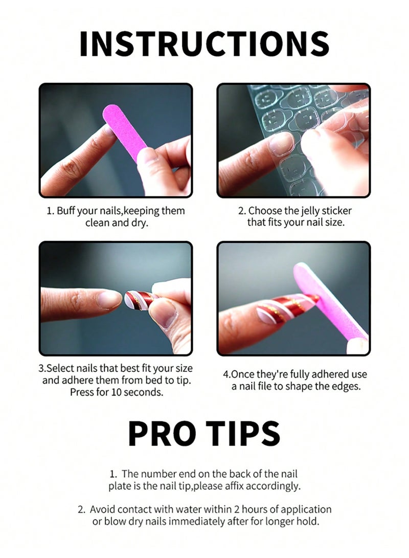 Miamia 24 Pcs Colorful Floral False Nails Blush Pink Nail Clippers Set False Nails for Women and Girls Daily Wear Pink - Image 5