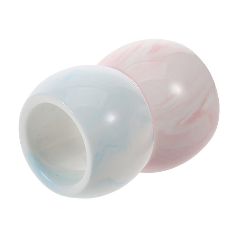 Marble Pattern Ceramic Toothbrush Holder Set Of 2 For Bathroom Countertop Storage Stand - Image 2
