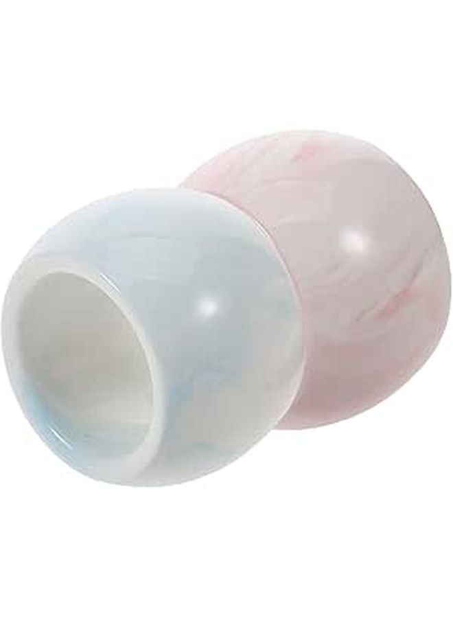 Marble Pattern Ceramic Toothbrush Holder Set Of 2 For Bathroom Countertop Storage Stand - Image 1