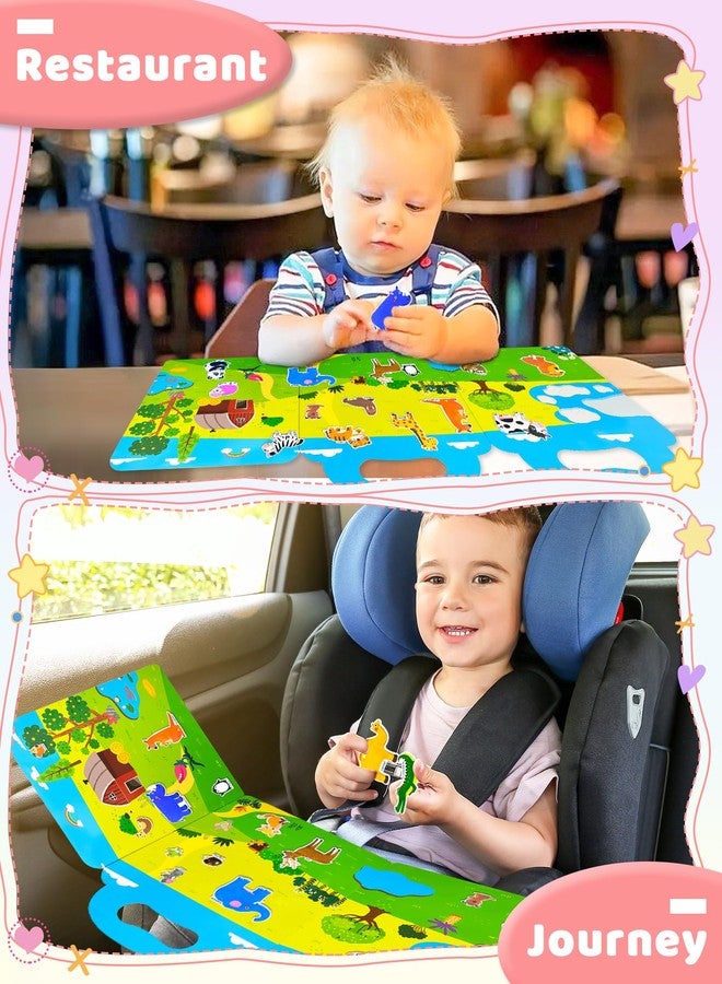 Benresive Puffy Reusable Sticker Books for Kids 2-4, Fun Sticker Books for Toddlers 1-3, Toddler Sticker Book Age 2-4, 34 Pcs Toddler Travel Toys Acticities Gifts - Animals Sticker Book - Image 3