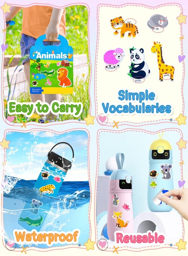 Benresive Puffy Reusable Sticker Books for Kids 2-4, Fun Sticker Books for Toddlers 1-3, Toddler Sticker Book Age 2-4, 34 Pcs Toddler Travel Toys Acticities Gifts - Animals Sticker Book - Image 5