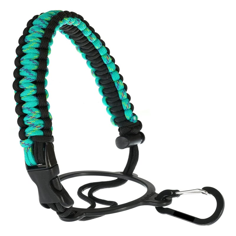 Water Bottle Handle for Hydro Flask and Other Wide Mouth Bottles, Paracord Strap Carrier for 12oz to 64oz Bottle, Bottle Accessories for Hiking - Assembled with Safety Ring and Carabiner - Image 1