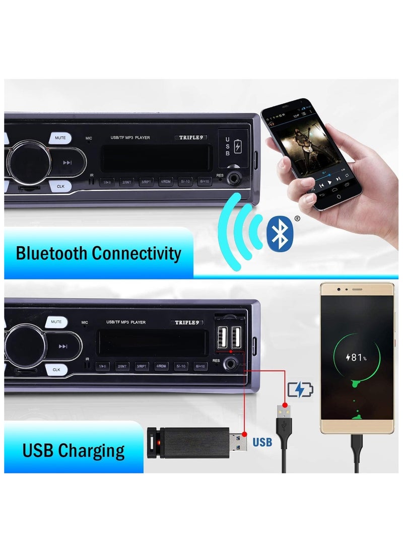 SHEZA STAR Car Stereo AM FM Radio Receiver/MP3 USB Aux-in Backlight Bluetooth Audio & Calling Head Unit Wireless Remote  - Image 3
