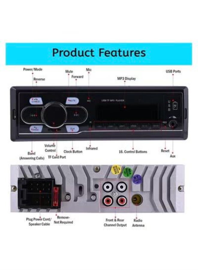 SHEZA STAR Car Stereo AM FM Radio Receiver/MP3 USB Aux-in Backlight Bluetooth Audio & Calling Head Unit Wireless Remote - Image 2