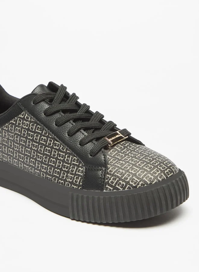 Flora Bella By Shoexpress Women's Monogram Print Low Ankle Casual Shoes Sneakers With Lace-Up Closure