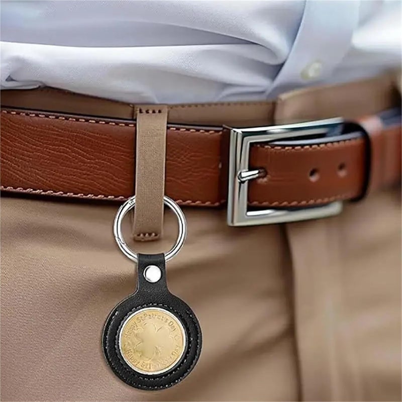 6pcs Leather Coin Holder Keychain Double Side Display Case For Medallion Sobriety Recovery Chip Airtag Challenge - Image 4