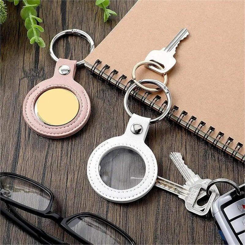 6pcs Leather Coin Holder Keychain Double Side Display Case For Medallion Sobriety Recovery Chip Airtag Challenge - Image 3