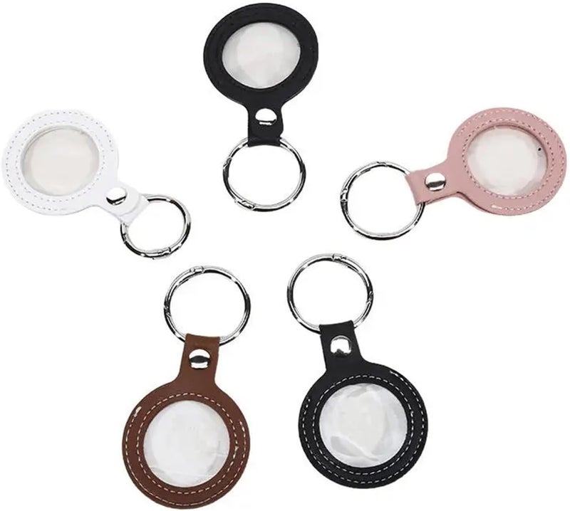 6pcs Leather Coin Holder Keychain Double Side Display Case For Medallion Sobriety Recovery Chip Airtag Challenge - Image 2