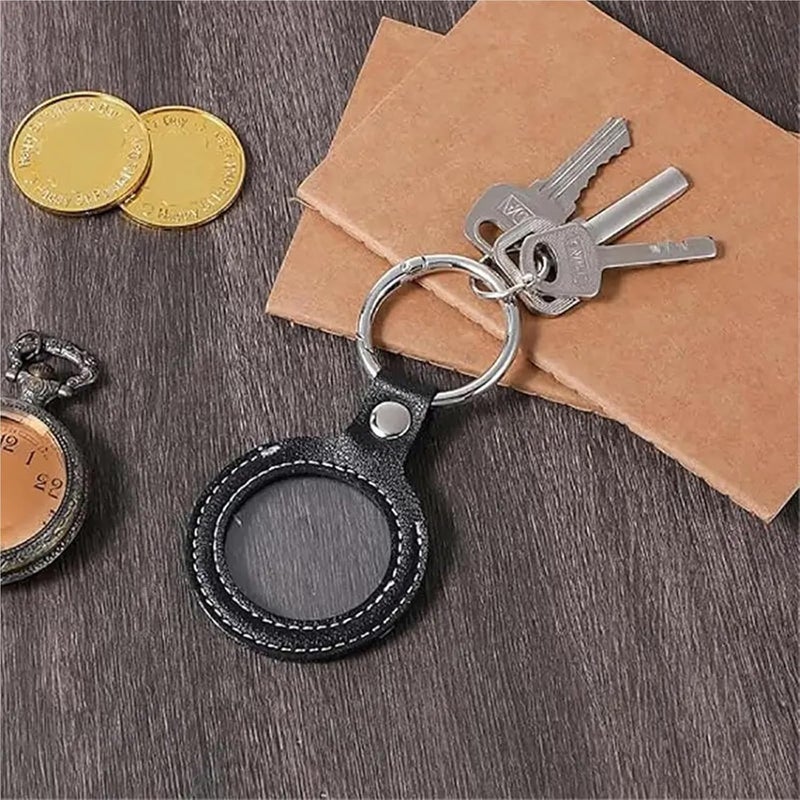 6pcs Leather Coin Holder Keychain Double Side Display Case For Medallion Sobriety Recovery Chip Airtag Challenge - Image 5