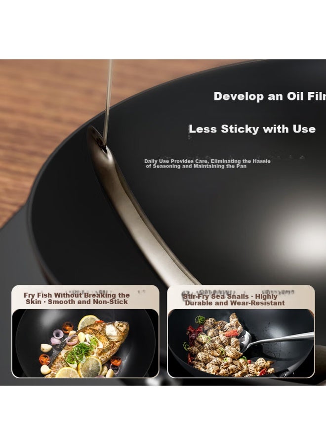 Midea Cast Iron Stir-fry Pan Non-coated Non-stick Rust-resistant 28cm Flat Bottom Frying Pan Compatible With Induction Cookers - Image 2