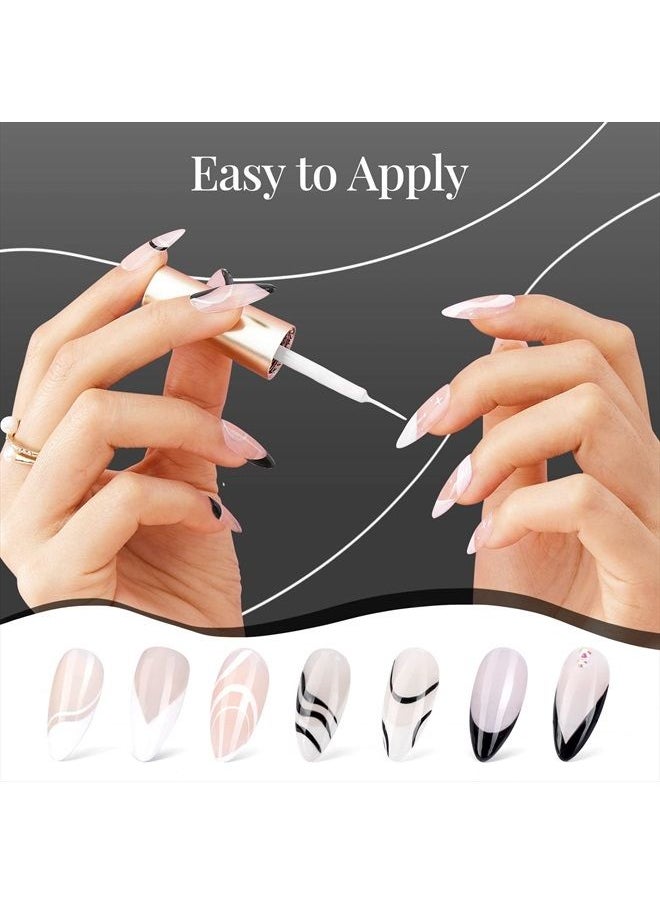 beetles Gel Polish Nail Art Gel Liner Nail Polish Set- 2 Popular Black White Colors Gel Art Paint for Swirl Nails Euphoria Nail Built Thin Nail Art Brush in Gel Pens Soak off Manicure Gifts for Women  - Image 5